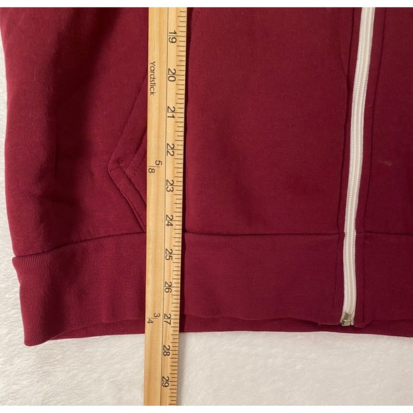 NOS Hoodie Womens XXL Burgundy Cotton Blend London England Plaid Lined Zip Up - Picture 3 of 9